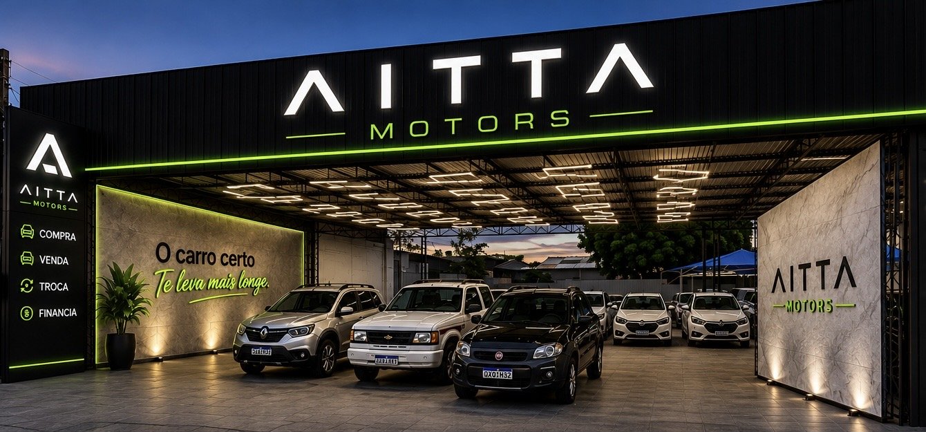 Render da fachada da futura loja AITTA Motors, Av. das Itaúbas, Sinop-MT